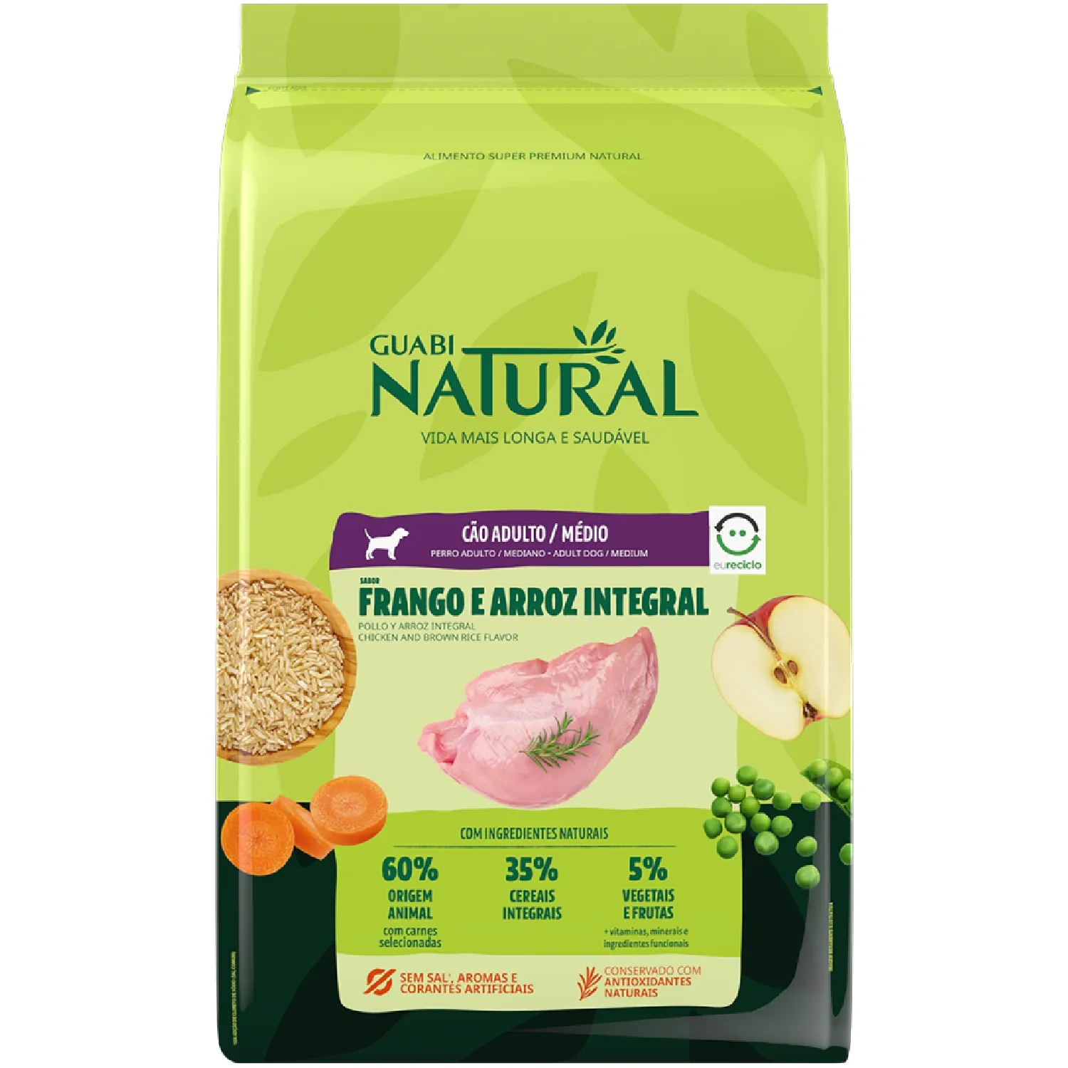 Ração Guabi Natural Cães Adultos Médio Frango e Arroz